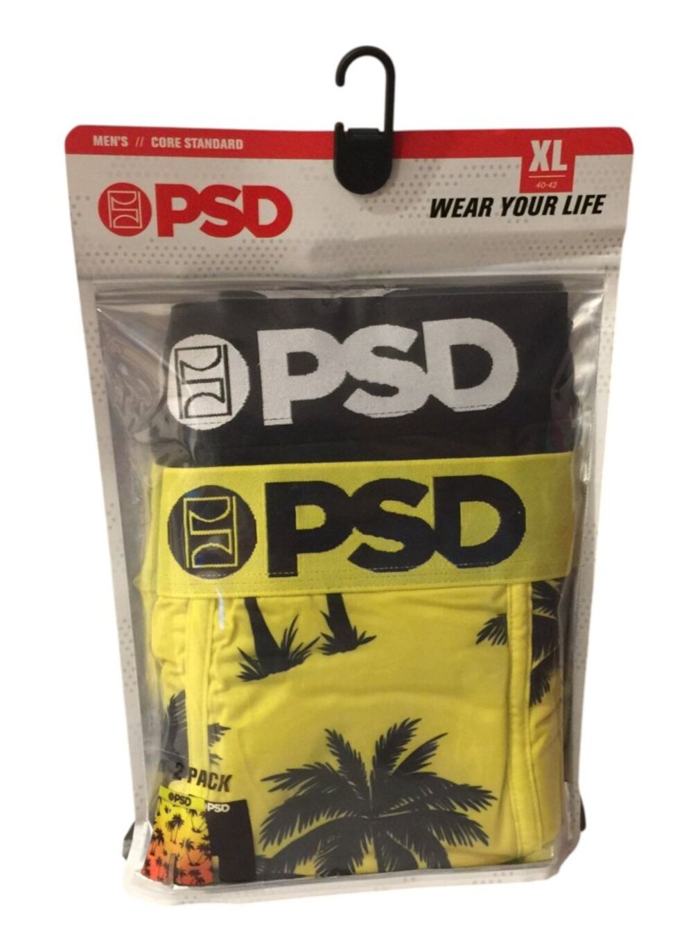 PSD Men's XL 40-42" Black Yellow Tropical Core Standard Boxer Briefs